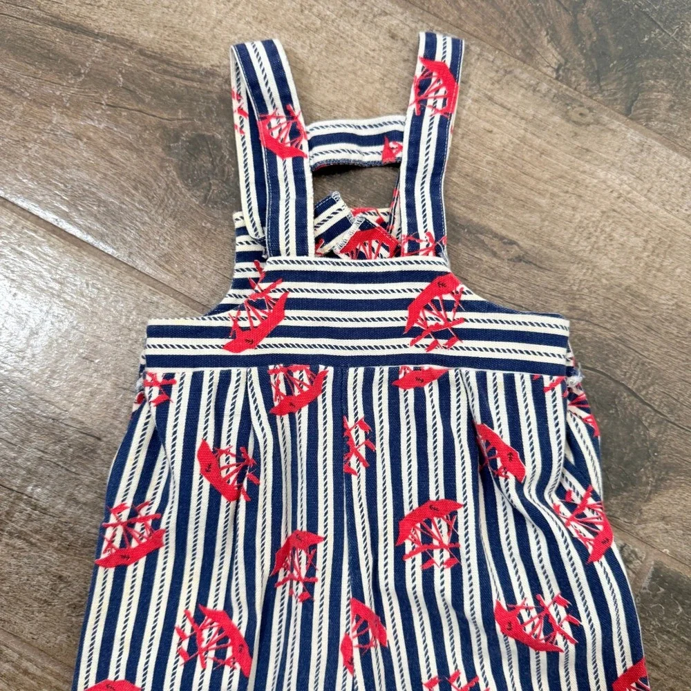 Healthtex Vintage Baby Stantoos Nautical Striped Overalls, Navy Red, 12mo